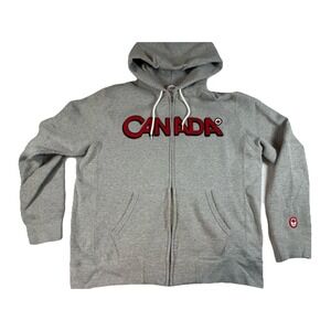 CANADA OLYMPIC Hudson Bay Co. Gray HOODIE Zipper SWEATER Men's Large
